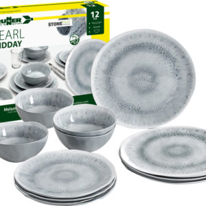 Geschirrset BRUNNER Midday Pearl 12 teilig je 4 x Ess-und Suppenteller 4 x Müslischüssel