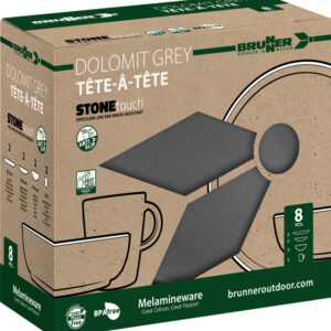 Set tête-à-tête Dolomit Grey 8 pcs BRUNNER je 2 x Ess- und Suppteller je 2x Becher und Müslisch.