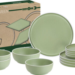 Midday dolomit BRUNNER 12 tlg. je 4 x Ess-, Dessertteller und Müslischale green