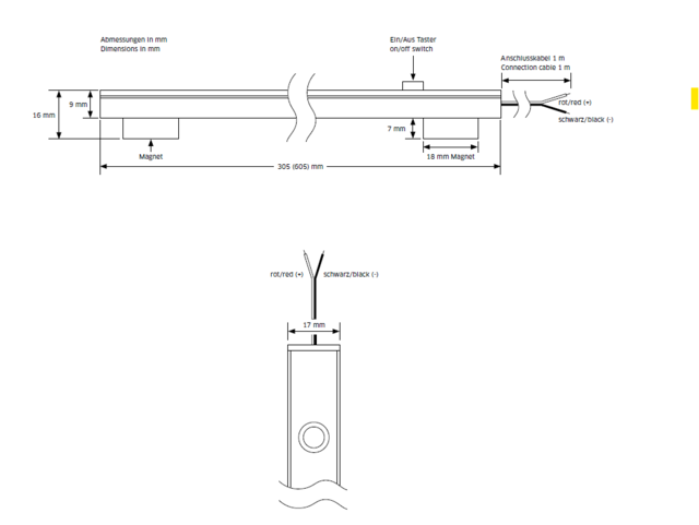 LED Innenbeleuchtung Staudte Hirsch SH-5.656, 12 V DC, 6,6 W, 605 mm, mit Magnet