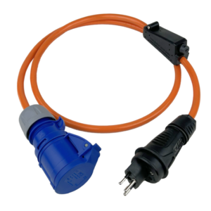 CEE-Adapterleitung Weingärtner H07RN-F 3G2,5,Schweiz - SEV Typ 13, 10A/250V, 3-polig 16A/ 250V 1,5 m lang, Fb. schwarz