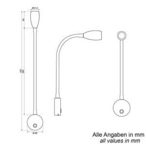 LED Leseleuchte DC Schwanenhals mit Dimmschalter und USB-C Ladebuchse, Lichtfarbe umschaltbar