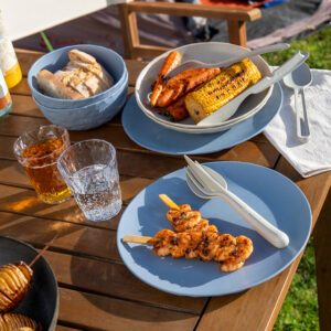 Teller tief koziol Club Plate 22 cm, 4er-Set Farbe nature flower blue