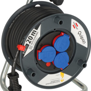 Kabeltrommel Quipon SPIN 20 m schwarz 3 x 2,5 RN-F Kabel 3 SchuKo-Steckdosen