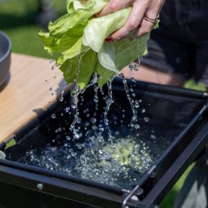 Campingküche Defa mit Bambusplatte inklusive Waschbecken Farbe schwarz, grau