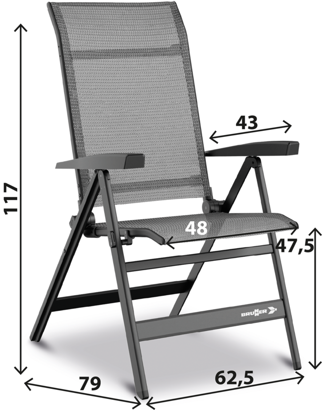 Campingstuhl BRUNNER Travelounger Air M Farbe grau/schwarz