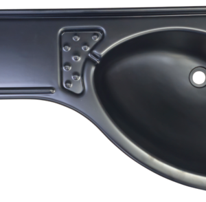 Eckwaschbecken COMET Ablage links mit Seifenablage, Farbe mattschwarz