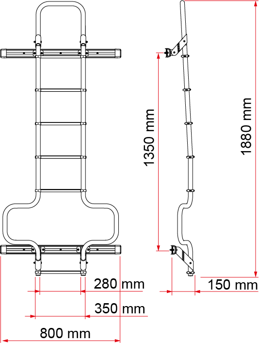 Heckleiter FIAMMA Deluxe DJ passend für Ducato ab 06/2006, Farbe Deep Black