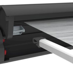 Wandmarkise FIAMMA F35 290, 285 x 250 cm Tuch Farbe royal grey Gehäuse Farbe deep black