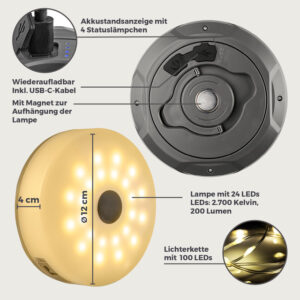 LED-Lichterktette EASYmaxx 3,7 V, Farbe weiß / anthrazit