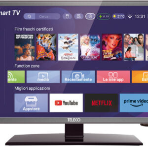 Fernseher Teleco TEK22W11E SMART WIFI + BLUETOOTH TV 22 Zoll, inkl. 12V Kabel Farbe schwarz