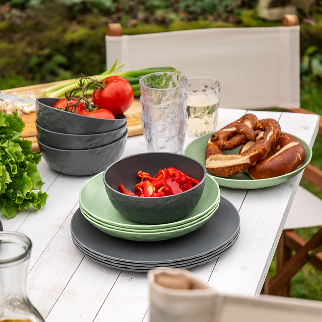 Teller tief koziol Club Plate 22 cm, 4er-Set Farbe nature leaf green