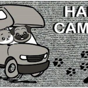 Fußabstreifer Arisol Derby Flock Happy Camping 60 x 40 cm Farbe grau
